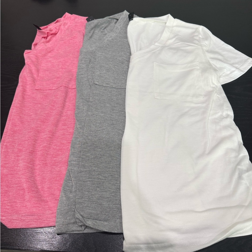 SHEIN Pink and Gray Short Sleeve Tees